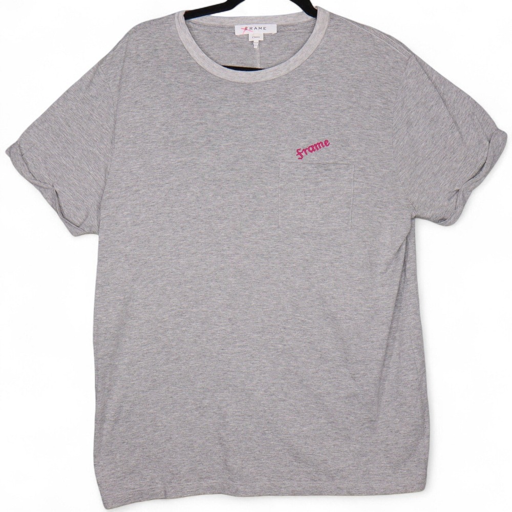 FRAME Classic Tee Gray Pocket T-Shirt Short Sleeve Casual Top Women's M/M